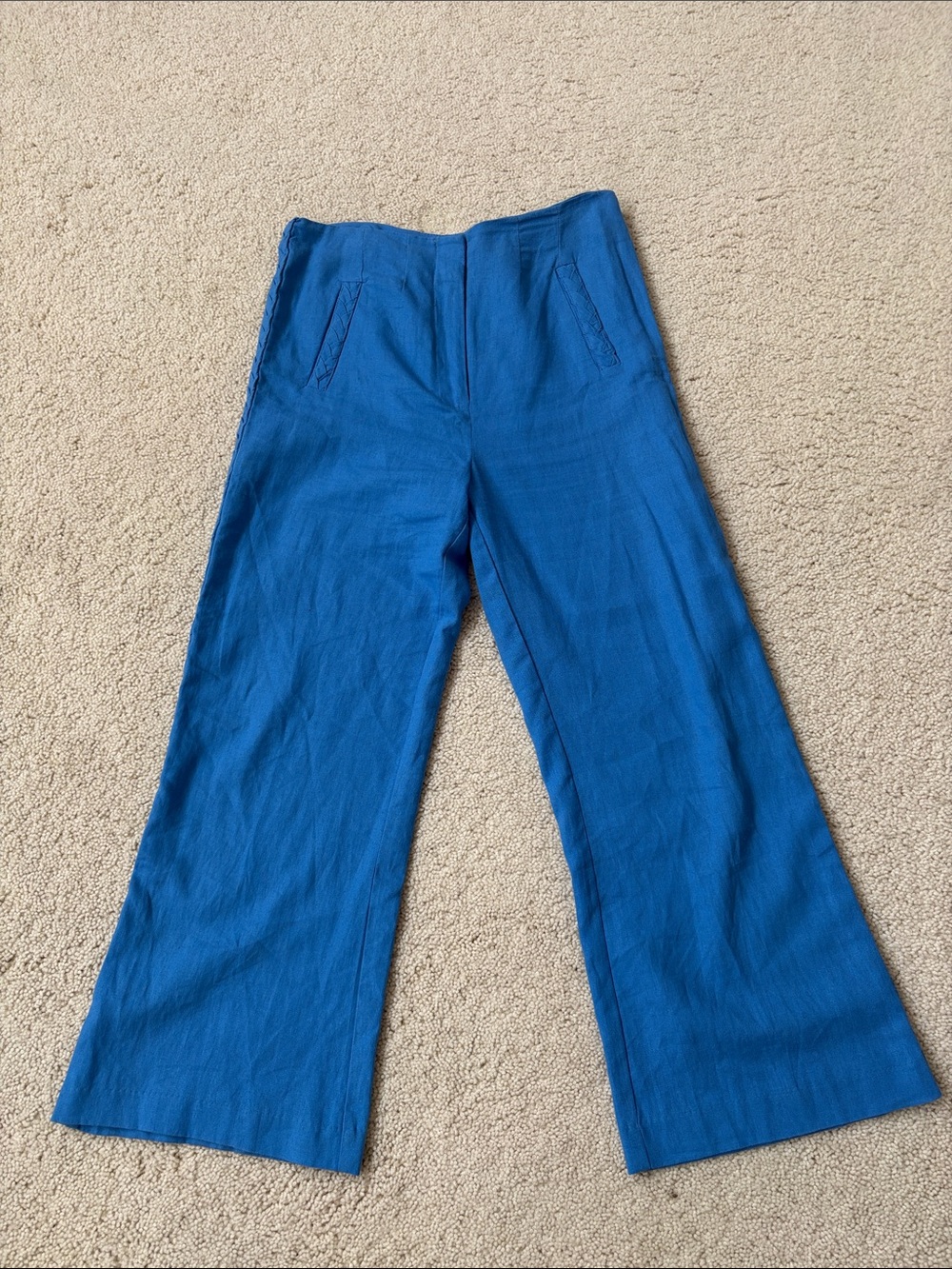 Bright Blue Wide-Leg Kids Pants